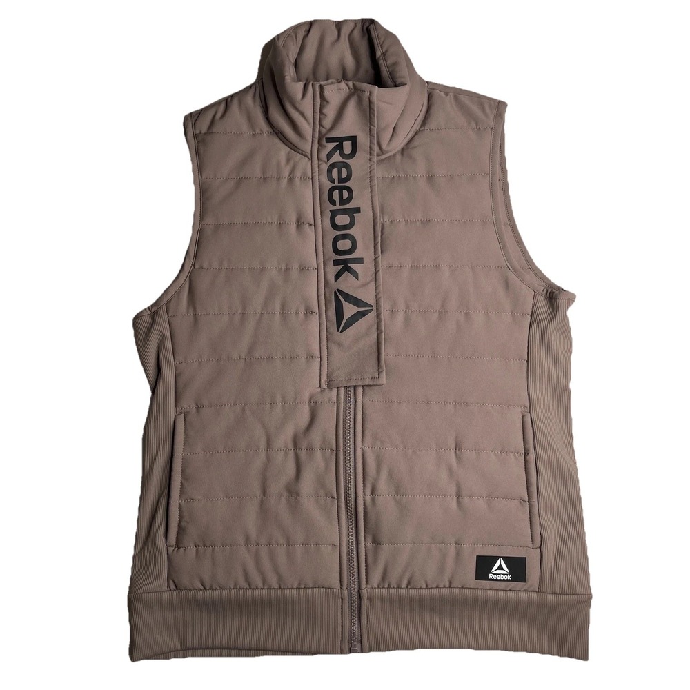 Reebok Full Zip Vest Tan Women's S Outdoor Hiking Athletic Travel